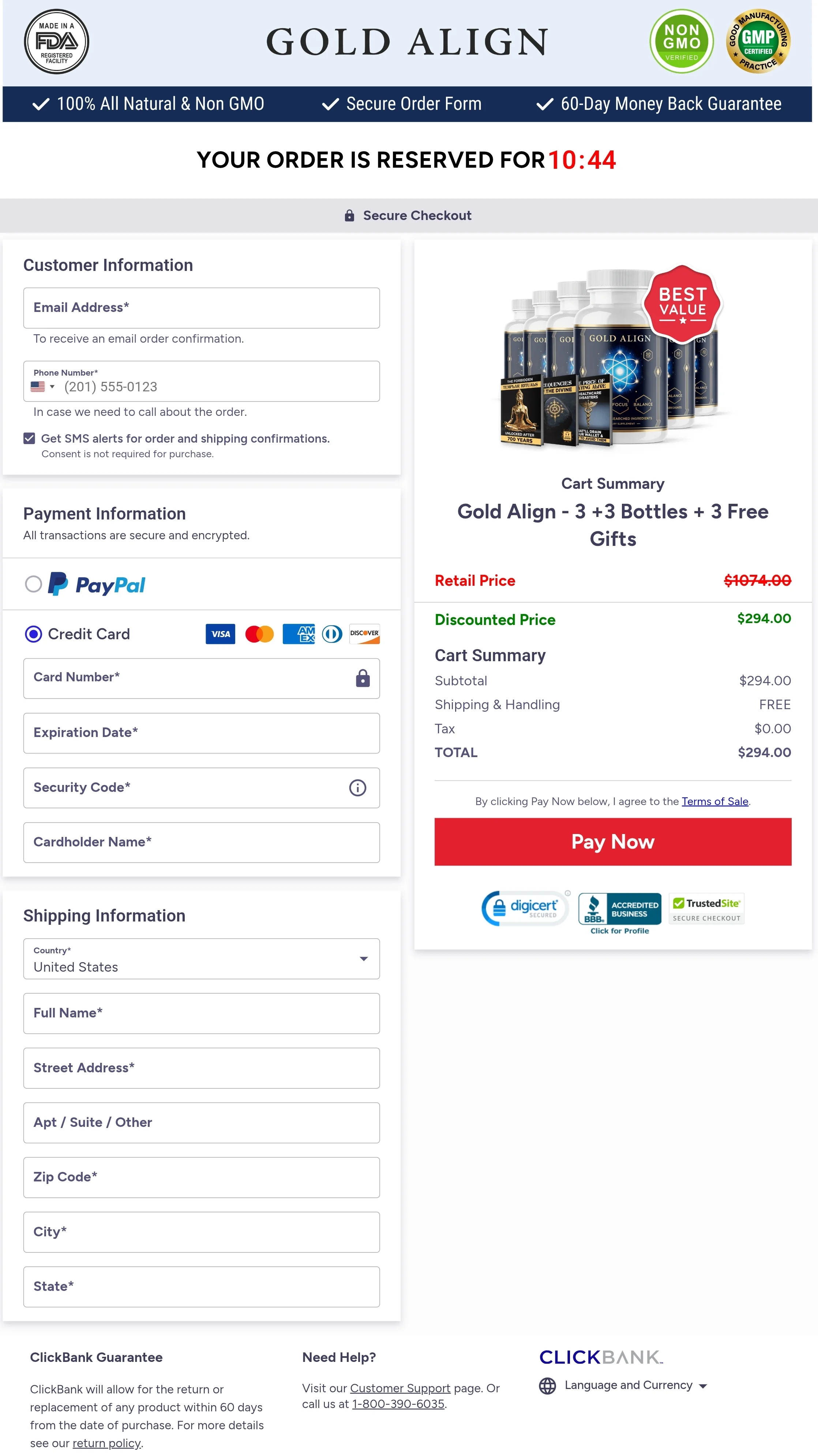 GoldAlign order form